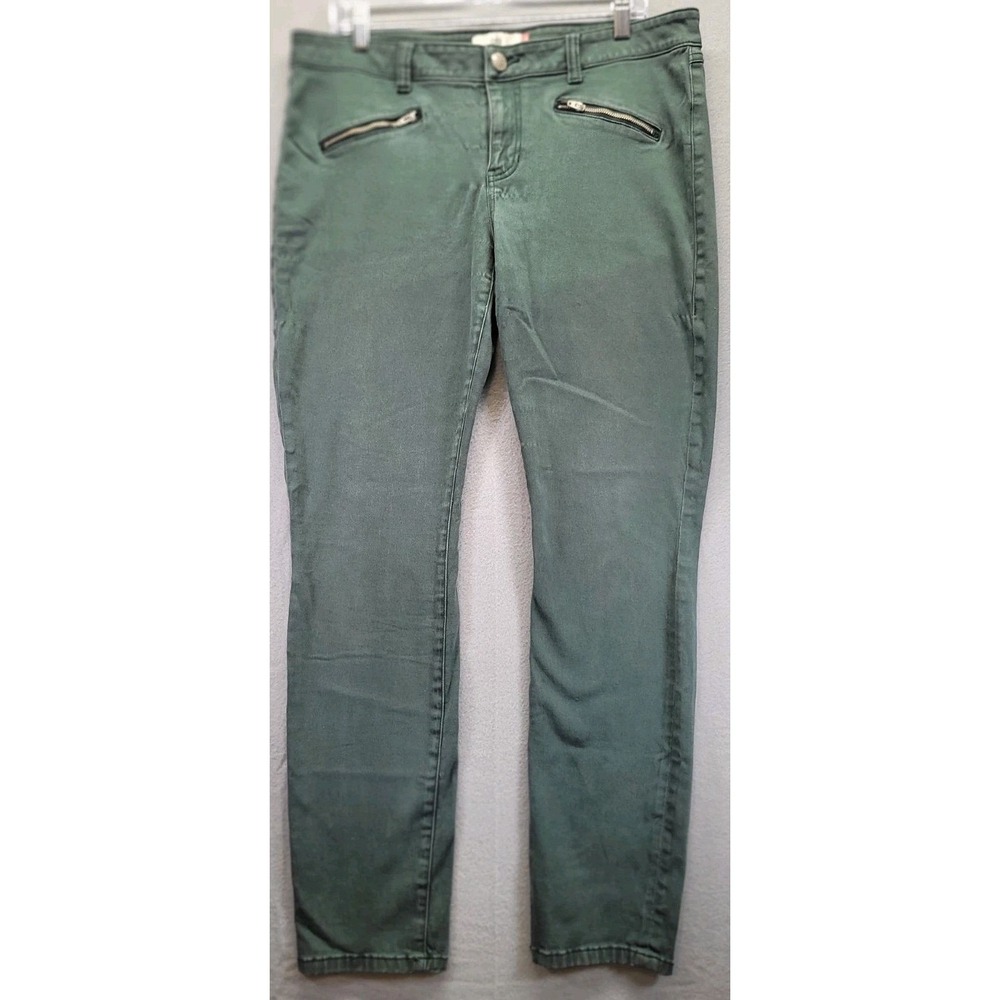 CAbi Skinny‎ Jeans Womens 14 Green Mid Rise Front Zipper Pockets Cotton Blend